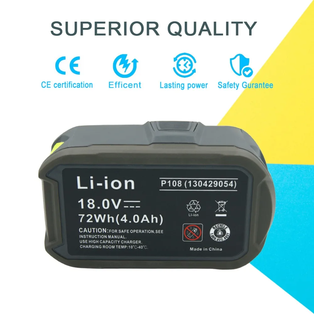Высококачественный литий-ионный аккумулятор LERRONX 18 в 4 0 Ач для Ryobi ONE P100 P102 P103 P105 P107