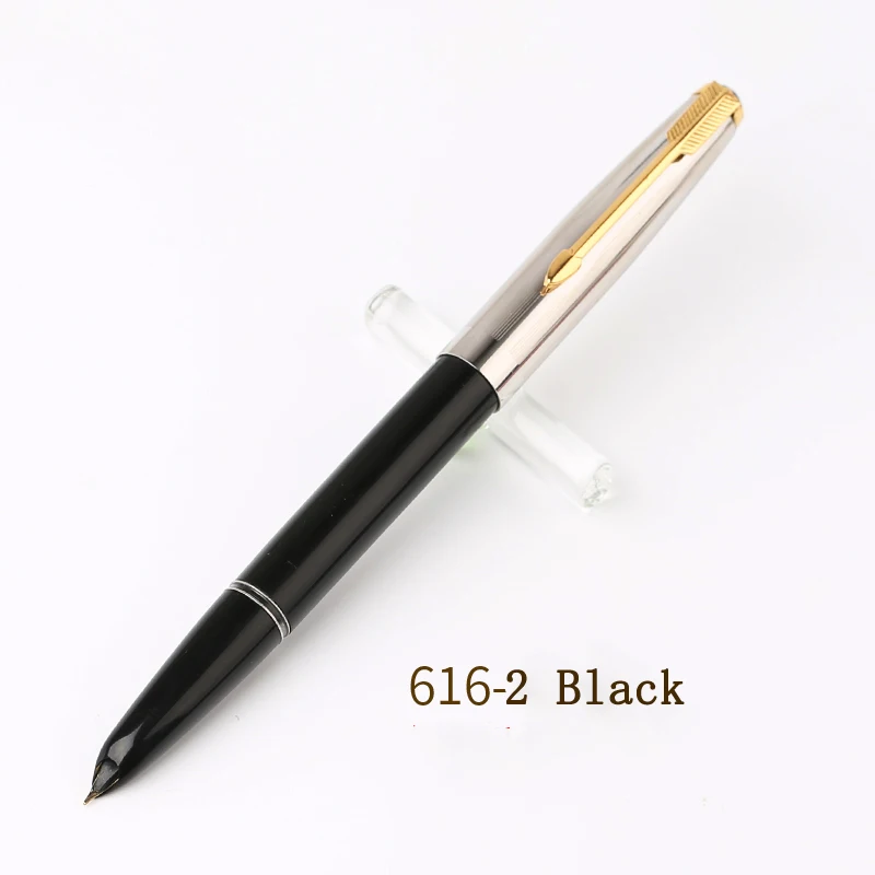 616-2 Black Подлинное качество HERO 616 Классическая ностальгическая перьевая ручка 616-2 Золотой зажим/колпачок чернильная ручка Иридиевый тонкий наконечник 0,5 мм для студентов - Цвет: 616-2 Black