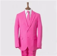 custom made pink men suits slim fit groom tuxedos two buttons mens wedding suits prom party suit jacketpantstie