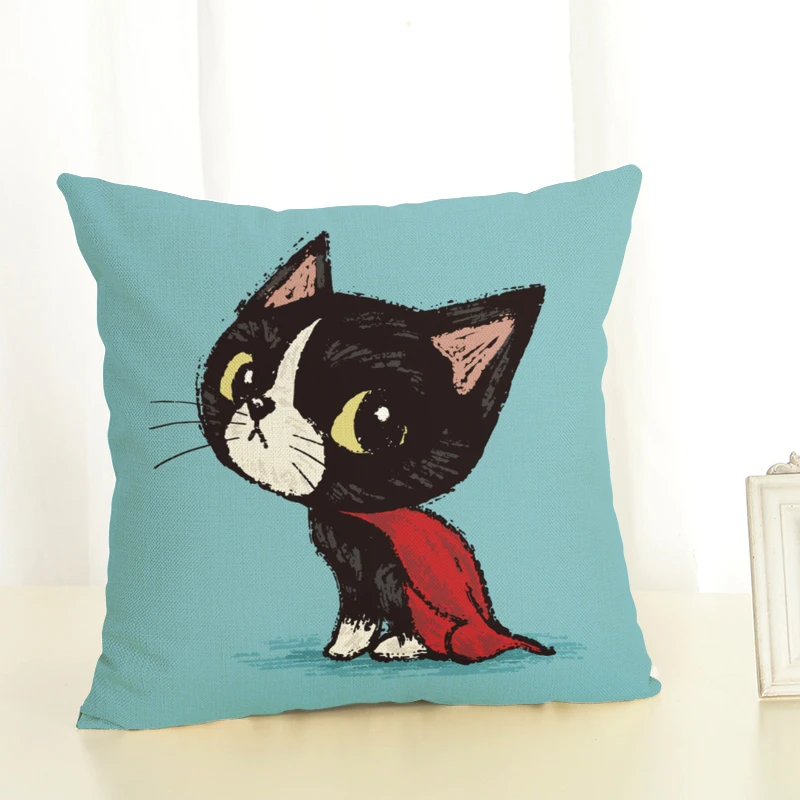 Новый горячий черный Кот серия офисная спальня квадратная Подушка Чехол|pillow case