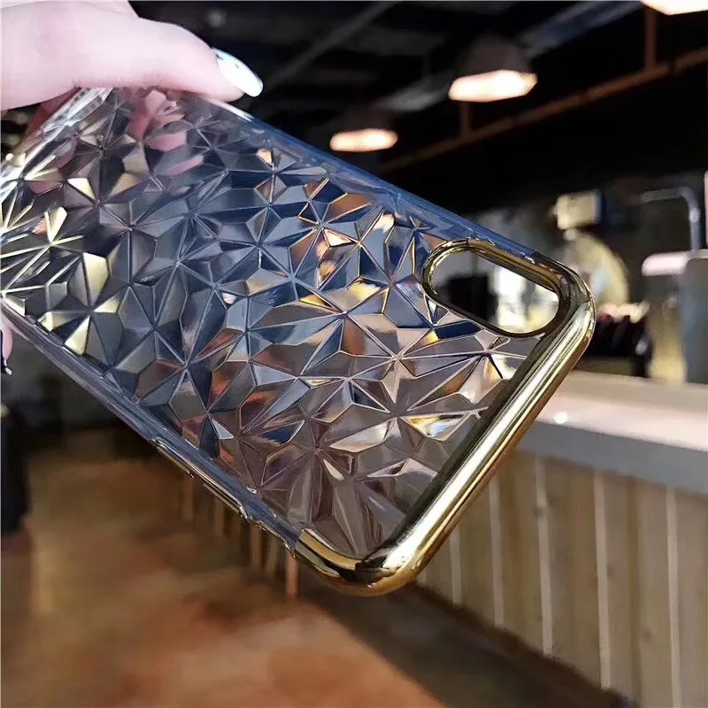 Прозрачный Силиконовый ТПУ мягкий 3D чехол кубик с бриллиантами для iPhone XS MAX 6 5