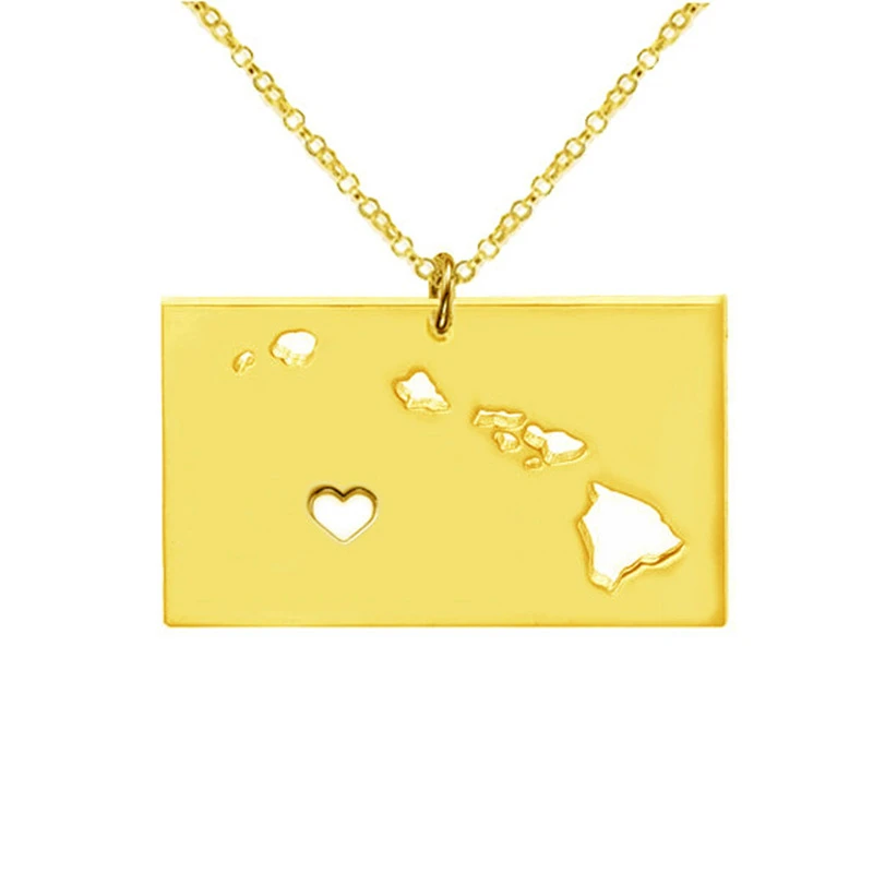 Hawaii map State Necklace Pendant Country Map Charm Jewelry Gift for Women Teens |