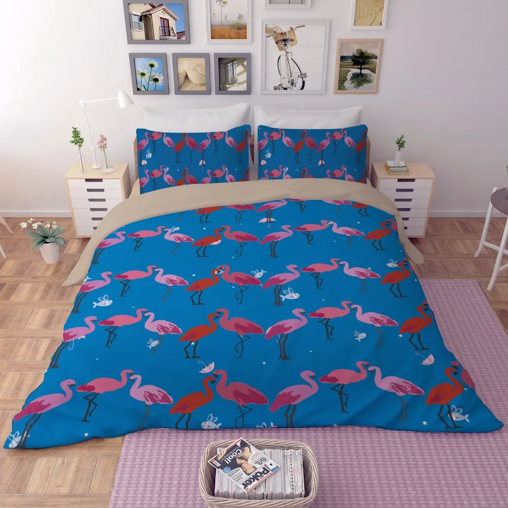 

Free Shipping 3d Animal Flamingo Bedding Duvet Cover Set 3/4Pcs Twin/Full/Queen Size Without Filler Home Textile