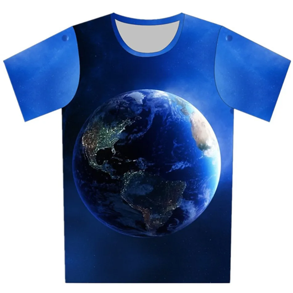 

Joyonly 2018 Summer Children Fashion Creative Blue Galaxy Earth Print T-shirt Funny Kids Tops T shirts Cool Baby Boys/Girls Tees