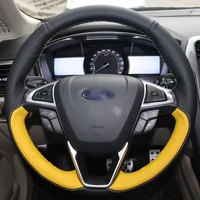 top leather steering wheel hand stitch on wrap cover for ford mondeo 2013 2015