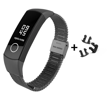 Mijobs Миланский металлический ремешок для huawei Honor Band 4 браслет из нержавеющей стали замена Смарт-аксессуаров - Цвет: Black