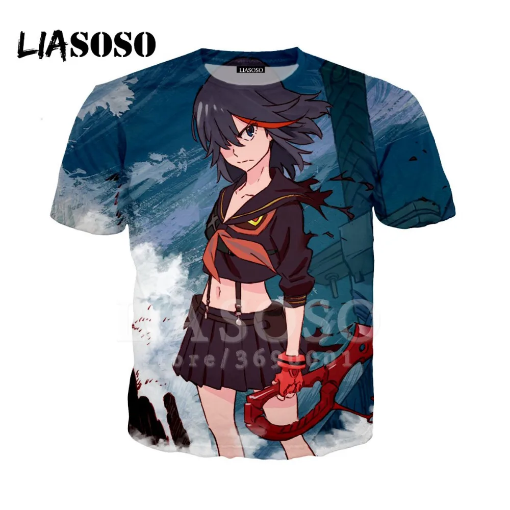 LIASOSO/женская и мужская футболка с 3D принтом аниме Kill la Ryuko Matoi летняя круглым