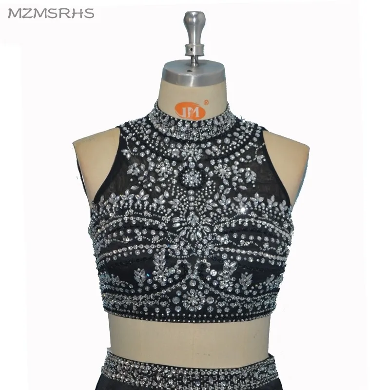 Новое поступление платья для выпускного вечера с бисером 2017 черные вечерние 2