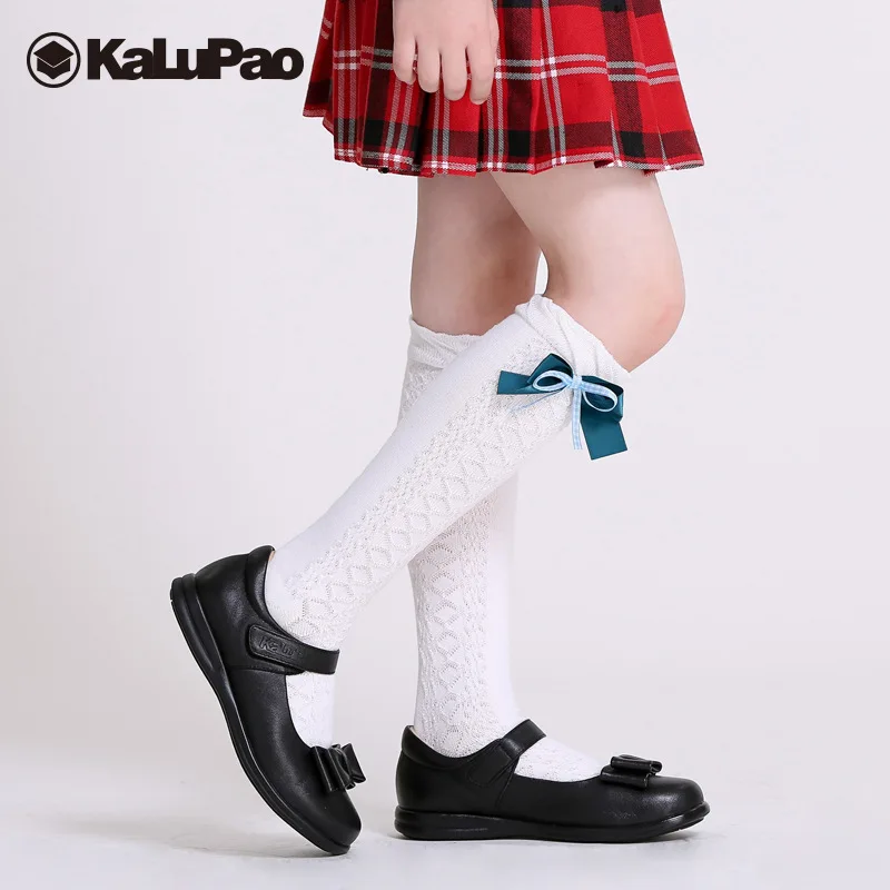 Туфли Kalupao для девочек школьная форма из 100% натуральной кожи с бантом модные