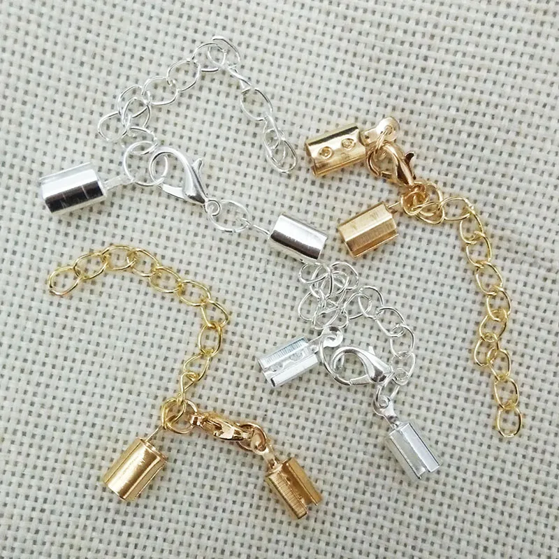 Колье чокер кожаный шнур обжимные концы цепные наконечники с петлей застежка