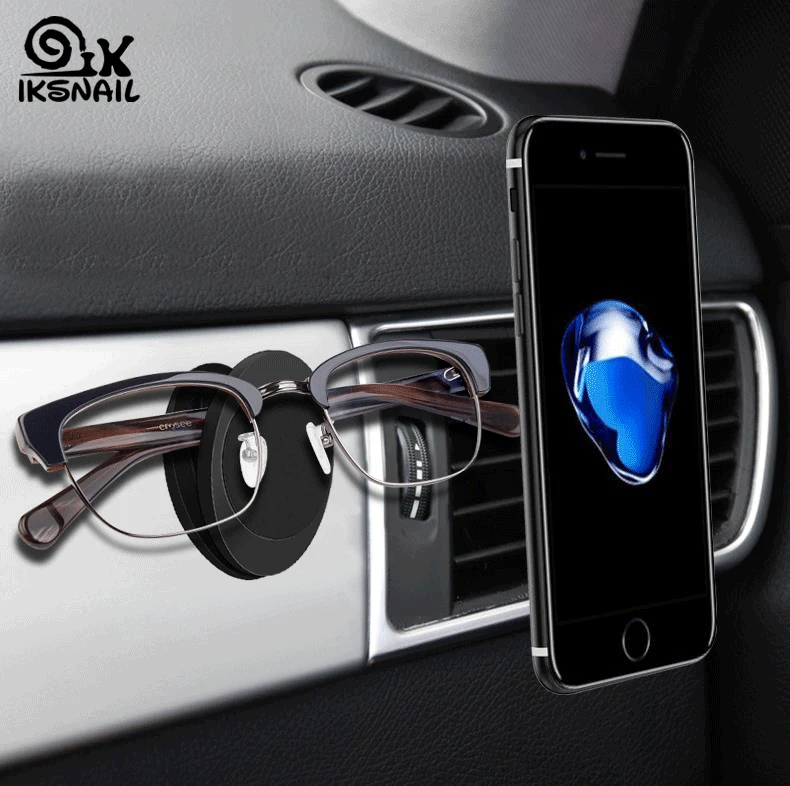 

IKSNAIL Car Magnet Mobile Phone Holders Magnetic Universal Air Outlet Mount GPS Stands For iPhone Multifunction Glasses Holder