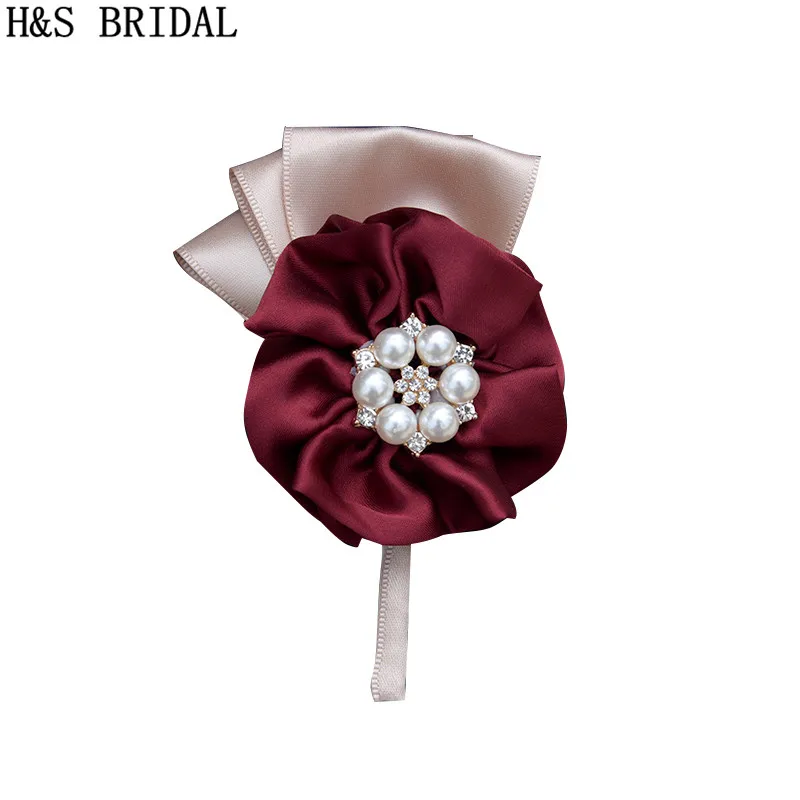 

H&S BRIDAL Wedding Prom Corsage Ceremony Flower Brooch Wedding Boutonnieres Groom Groomsmen Buttonhole Flowers Boutonniere