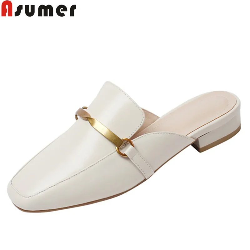 ASUMER/размеры 34-40 Женские туфли из натуральной кожи на плоской подошве с квадратным