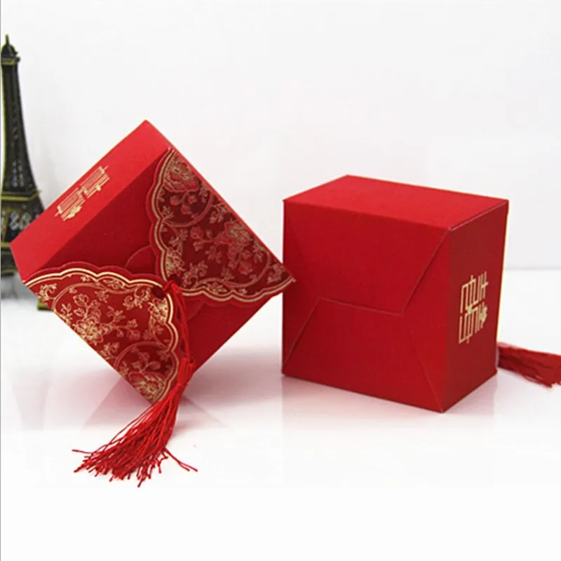 Коробка для конфет подарков 50 шт./лот красные свадебные принадлежности