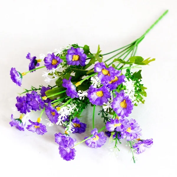 Purple 35 см искусственные цветы ромашки DIY свадебный дорожный свинцовый букет домашний стол декор в горшках Cymbidium ромашки вечерние товары для дома - Цвет: Purple