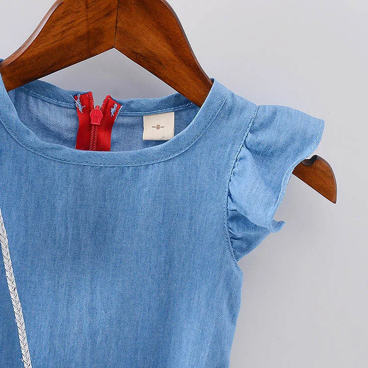 Платье для маленьких девочек 2017 Летняя джинсовая одежда на 1 год и день рождения