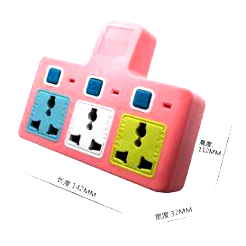 Universal Pink Blue 250V 13A 2USB 5V 2A 1 to 3 UK Wireless Power Strip US EU To UK Multifunction Socket Wall Adaptor Plug Outlet