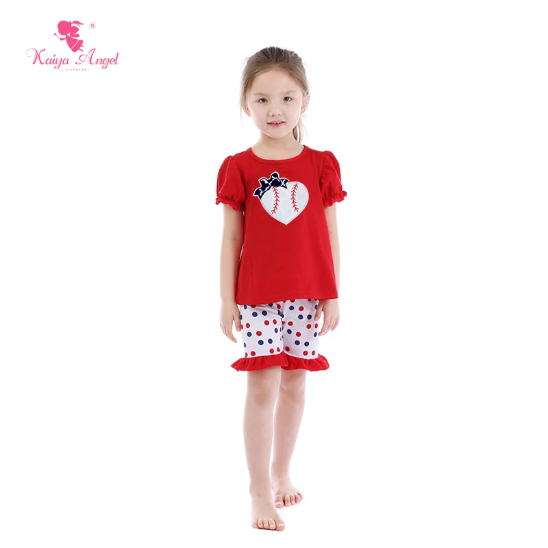

Kaiya Angel 4th Of July Newborn Baby Boy Girl Boutique Kids Clothing Red Cotton Short Sleeve Suit Toddler Girls Summer Clothing
