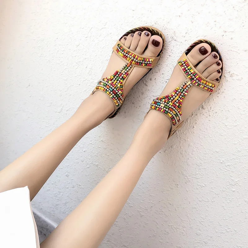 Шикарные женские летние пляжные сандалии в богемном стиле модные резиновые