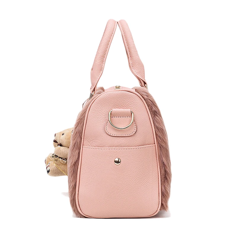 Youda Женская милая стильная сумка тоут однотонные плюшевые сумочки украшение