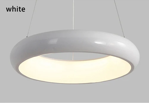 AC85-265V, круглая подвесная люстра, освещение для столовой, кухни, комнаты, кольца, алюминиевая подвесная люстра, люстра, блеск, плафон, современный - Цвет абажура: White