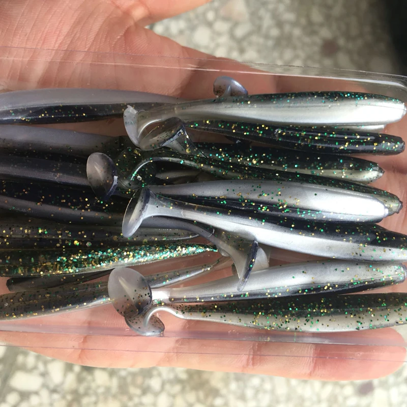 Мягкая приманка в виде червя с Т образным хвостом супер мигающего цвета