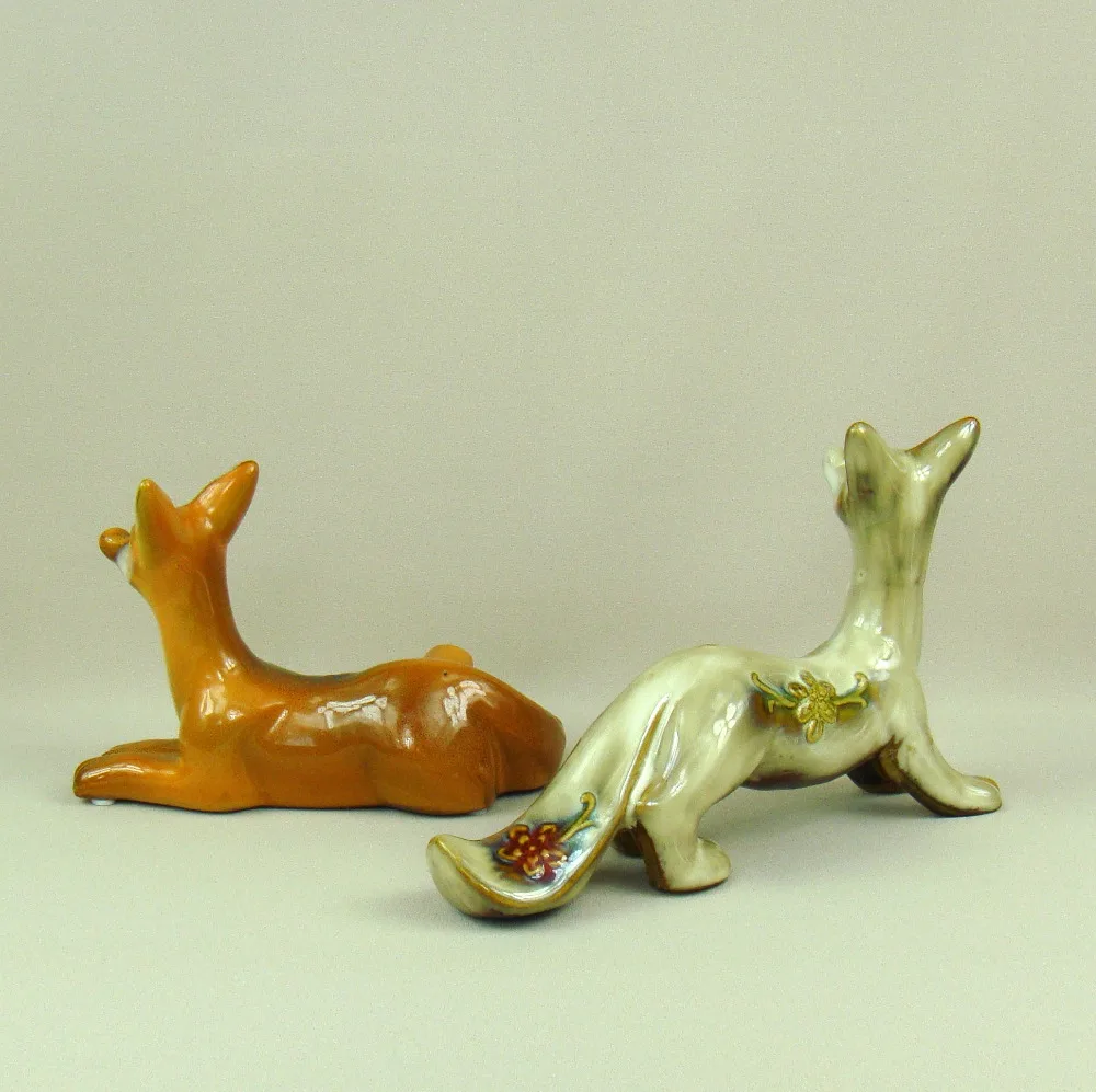 Художественная фарфоровая статуэтка для декора влюбленных лисиц керамика его и