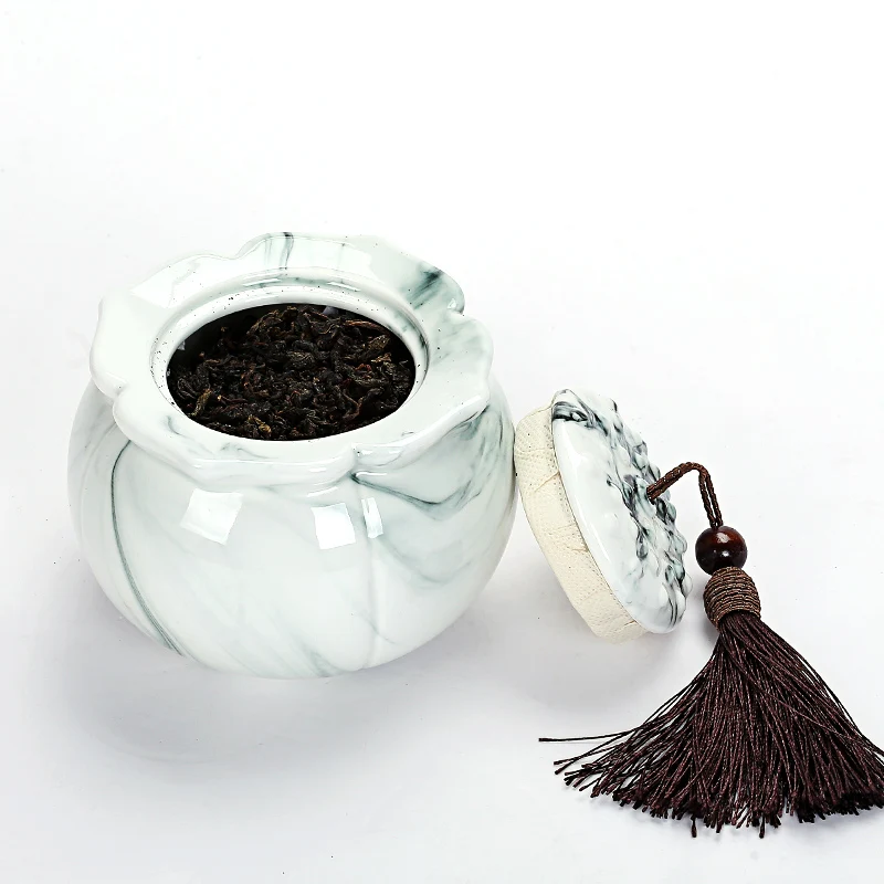 

Jingdezhen Jade Porcelain Ink Painting Tea Cans Creative Ceramic Tea Caddy Kung Fu Tea Set Storage Tea Canister Coffee Nut Jar