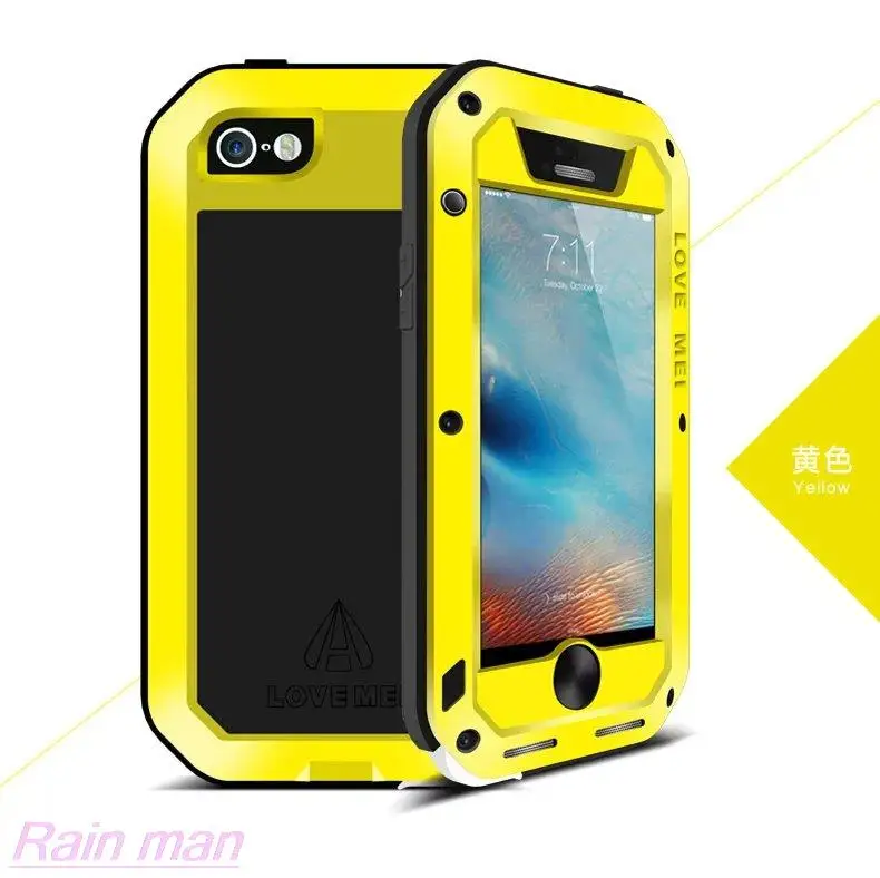 Для Apple iPhone SE, для iPhone 5S,, Love Mei Spuer, водонепроницаемый алюминиевый чехол, стекло+ Алюминиевый металлический защитный чехол