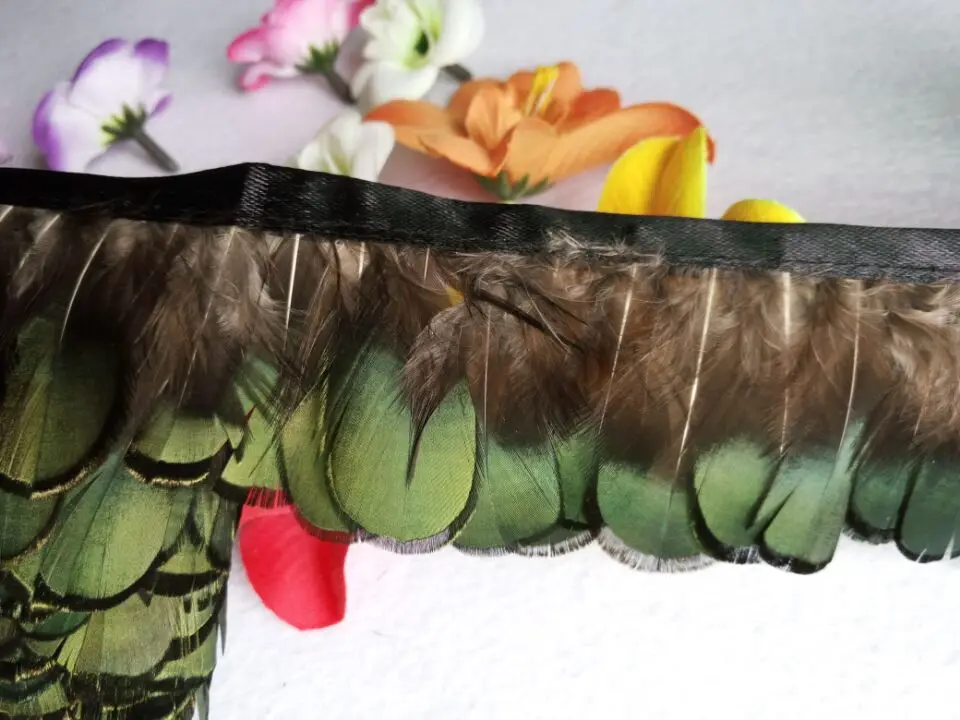 Продажа высокого качества 10 метров Длинный фазан тканевый пояс с перьями ширина