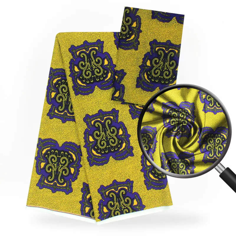 Layla цифровая атласная шелковая с шифоновым принтом вощеная ткань нигерийский