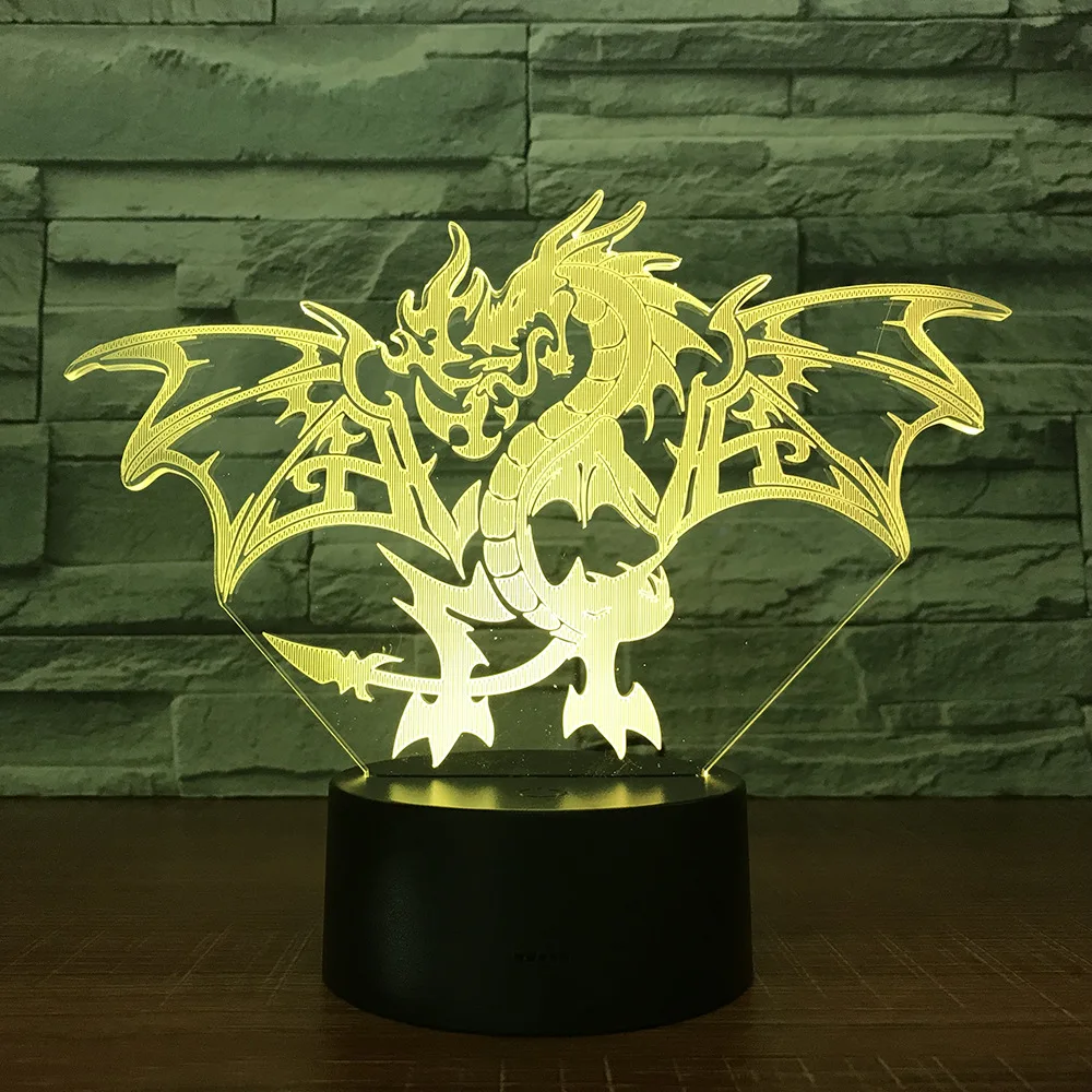 Fire Dragon 3d светодиодный светильник 7 цветов ночник для детей подарок сенсорный Usb