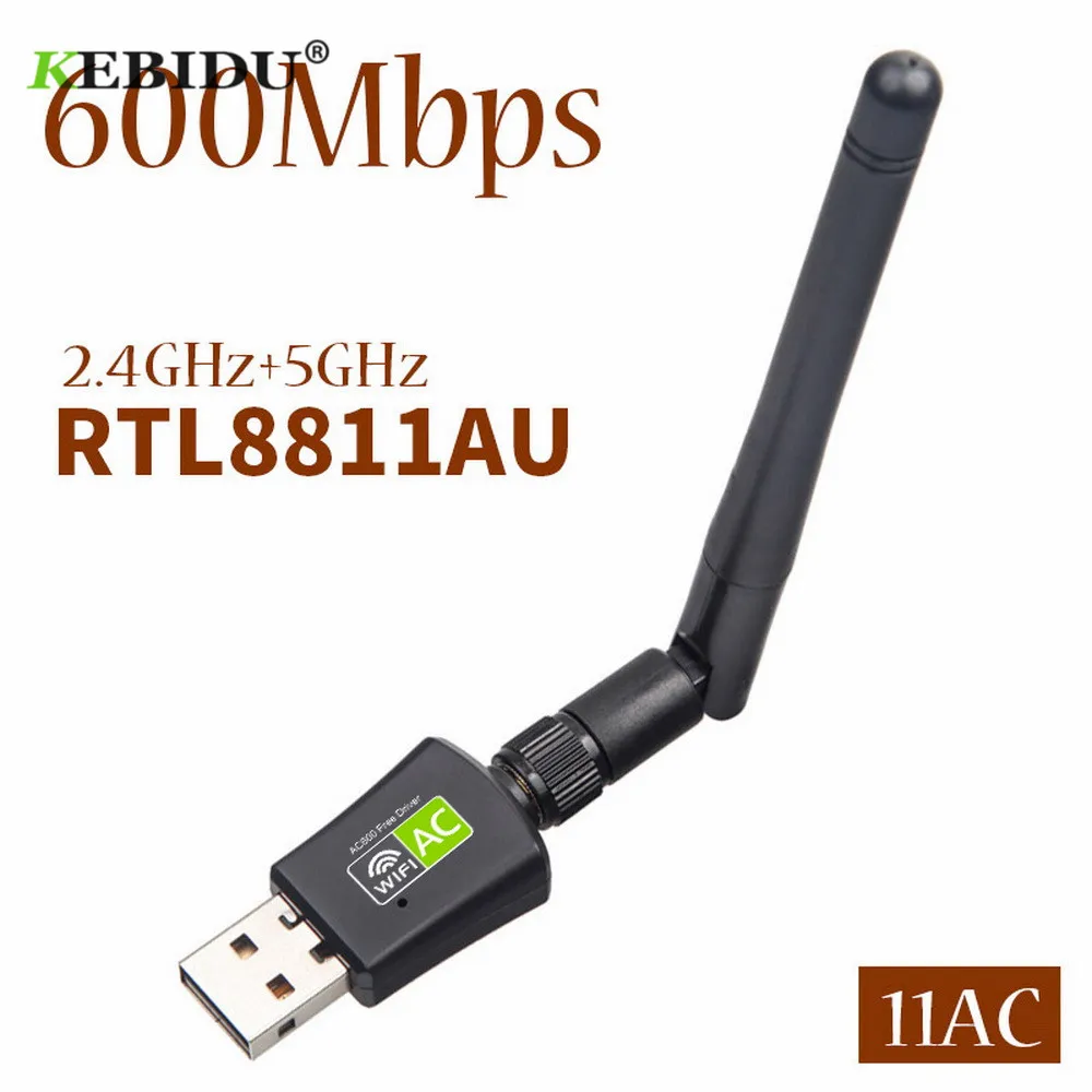 

KEBIDU Free Driver 600Mbps Network Cards Wifi Adapter USB Dual Band 5/2.4Ghz LAN Antenna Dongle Wifi for Win 7 8 10