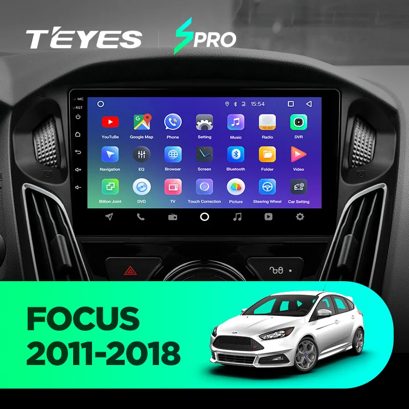 TEYES SPRO Штатная магнитола для Форд Фокус 3 Ford Focus 3 Mk 3 2010 2012 Android 8.1, до 8-ЯДЕР, до 4+ 64ГБ 32EQ+ DSP 2DIN автомагнитола 2 DIN DVD GPS мультимедиа автомобиля головное устройство