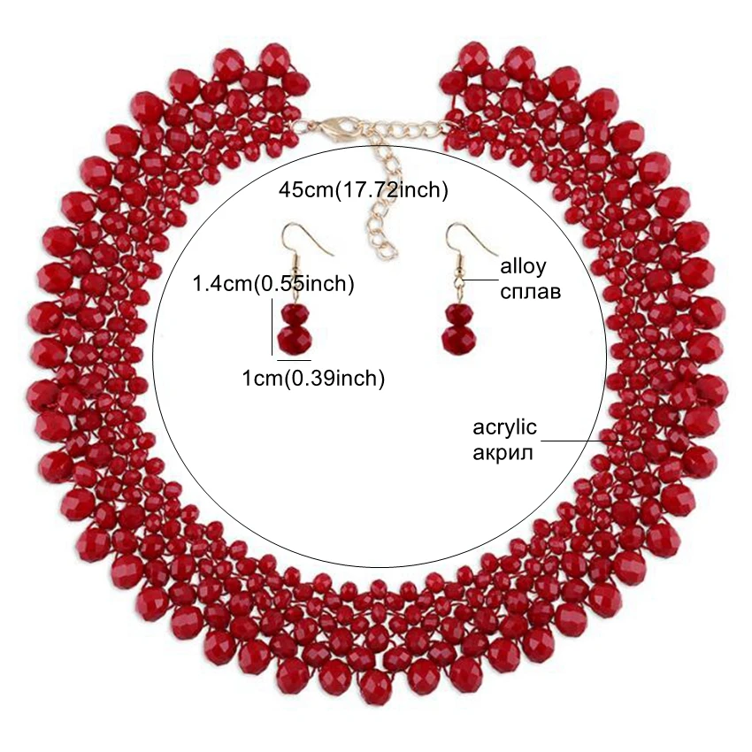 Женский комплект украшений из акриловых стеклянных бусин DiLiCa ожерелье нагрудник