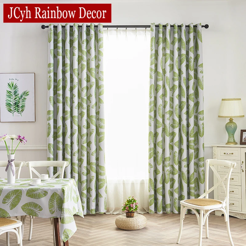 

JCyh Modern Leaf Blackout Curtains For Living Room Bedroom Home Window Curtains Drapes Treatment Shading Cloth Cortinas