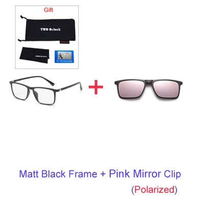 1 Frame 1Pink Mirror Двух часах 7 в 1 магнитные солнцезащитные очки с Для Мужчин Поляризованные, пристегиваемые солнцезащитные очки Для женщин квадратных по рецепту, оптические оправы для 3D желтый Oculos A2249 - Цвет линз: 1 Frame 1Pink Mirror