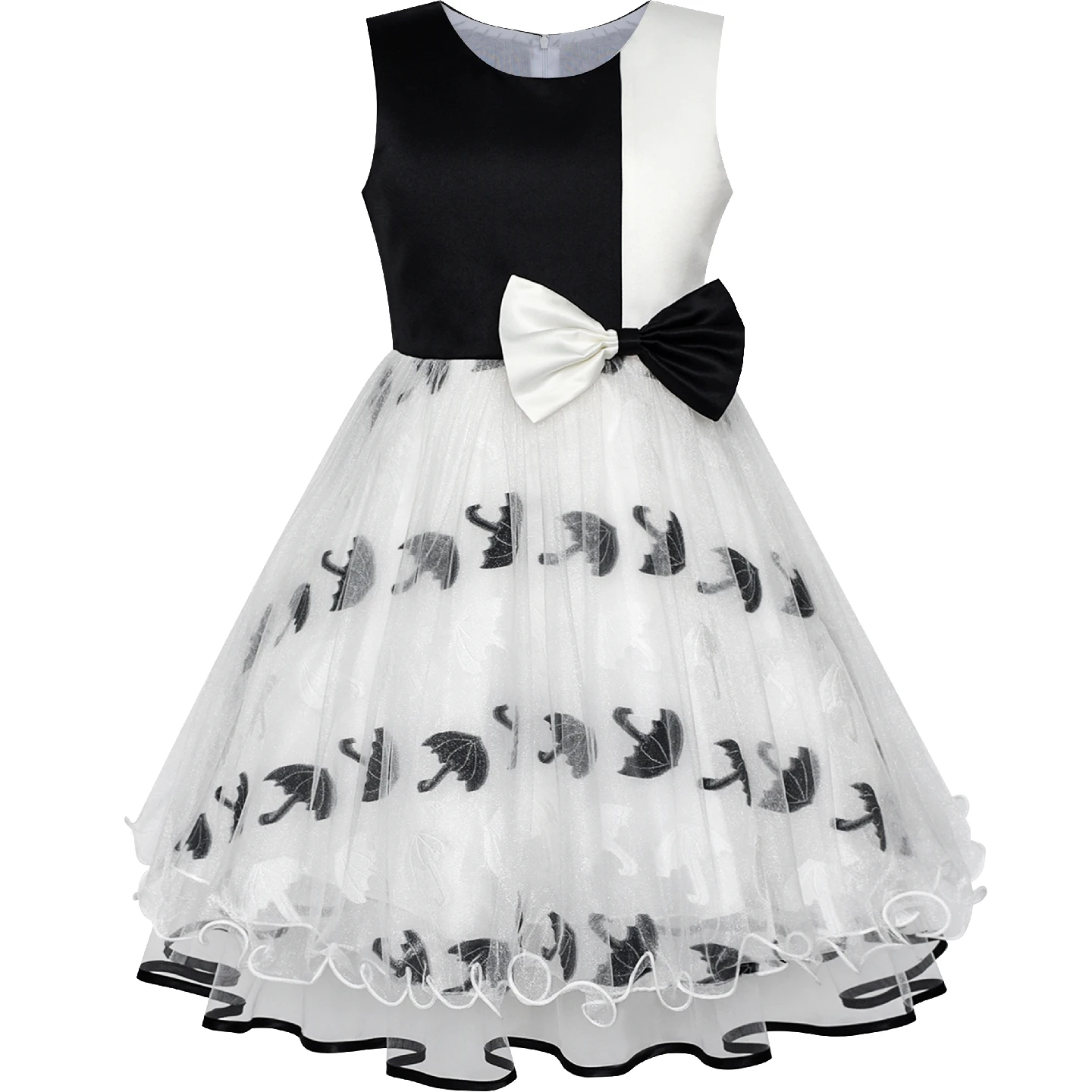 Flower Girl Dress Bow Tie Pink White Color Contrast Sundress 2020 Summer Princess Wedding Party Dresses Kids Clothes Pageant | Детская