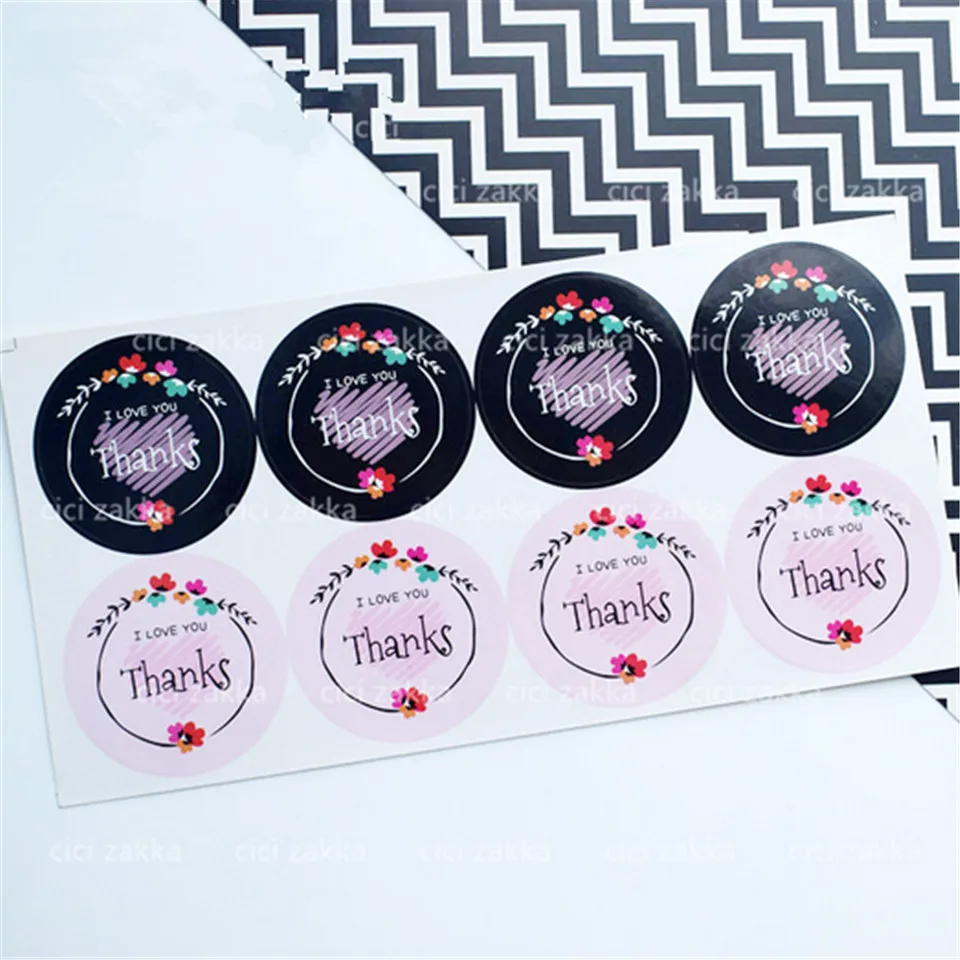 5 листы Черный Розовый Цветок Спасибо Я ЛЮБЛЮ ТЕБЯ уплотнения label клей Крафт
