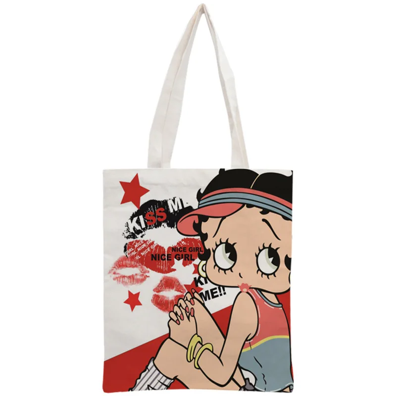 Пользовательские Betty Boop хлопок холст хозяйственные сумки 30x35 см сумка многоразовая сумка женская сумка на плечо из ткани складная