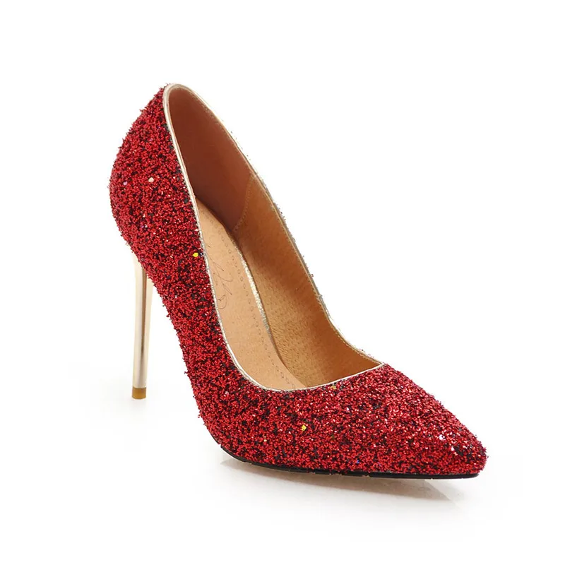 YMECHIC/блестящие туфли на шпильках с кристаллами Женская обувь свадьбу Цвет