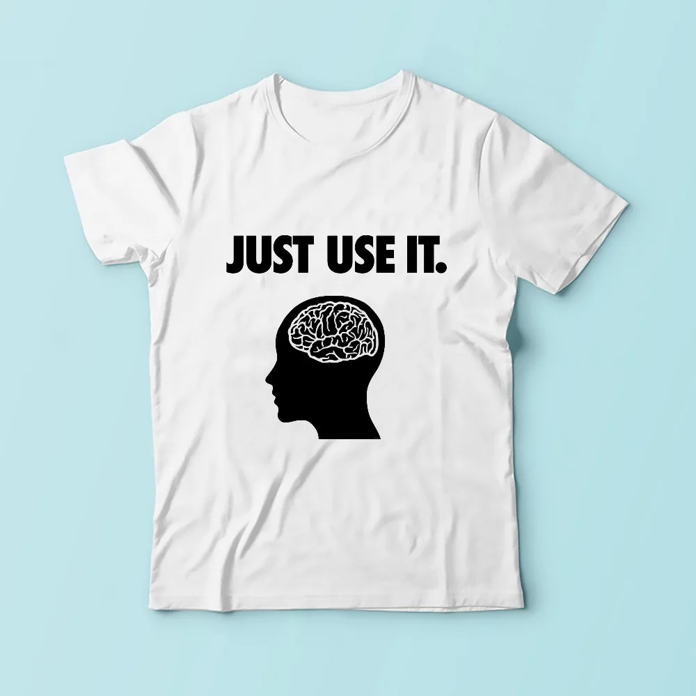 Забавная Мужская футболка с надписью Just use it your brain Новинка лета 2018 белая