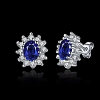 high quality fine jewelry 925 sterling silver sapphire wedding stud earrings for women brincos bijoux