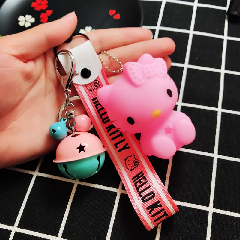 Милый брелок hello kitty, брелок для женщин, аниме, брелок для ключей Kt Cat, детские игрушки, брелок для автомобиля, брелок на запястье, веревка, брелок, подарки