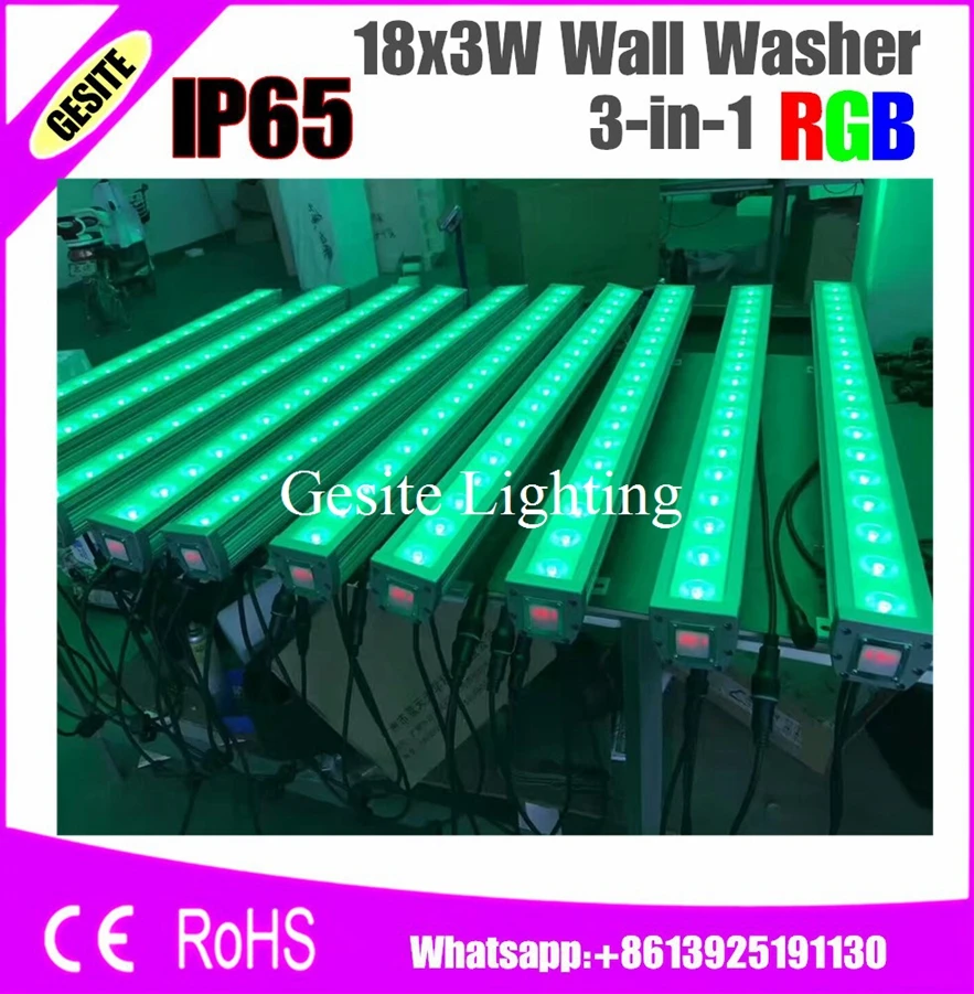 2 шт./лот 18x3 Вт RGB 3 в 1 водонепроницаемый светодиодный настенный светильник DMX512