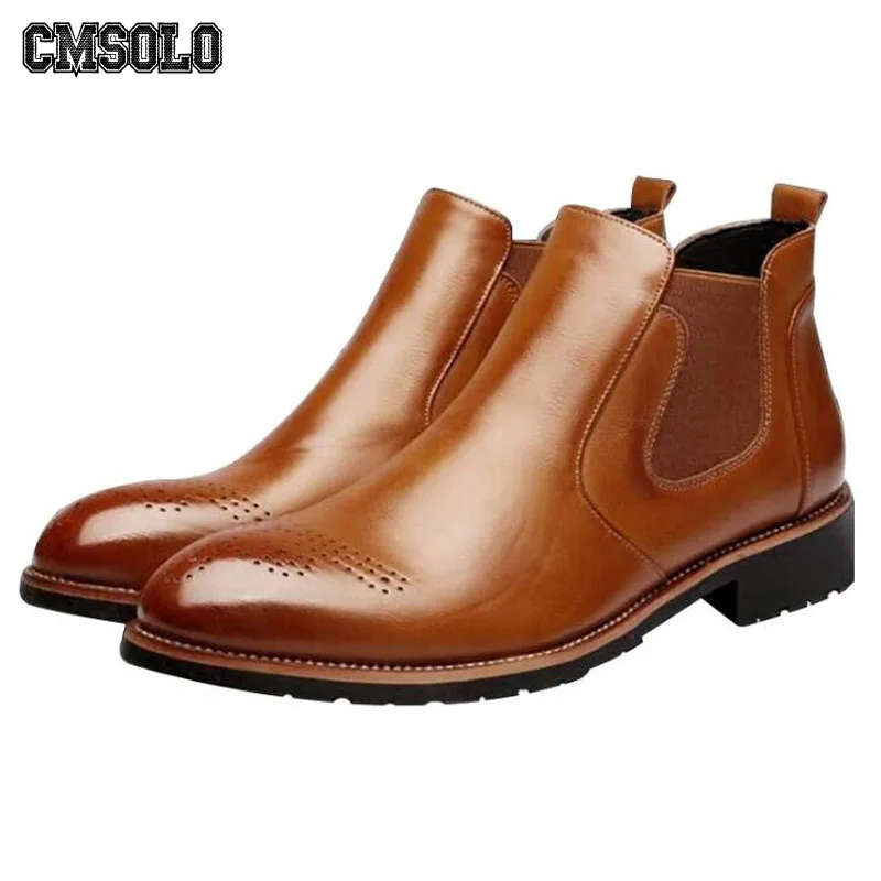 

CMSOLO Chelsea Boots For Men Bullock Carved Men's Boot Retro Popular Boots For Men Brand Design Ankle Martin Boots Party Elegant