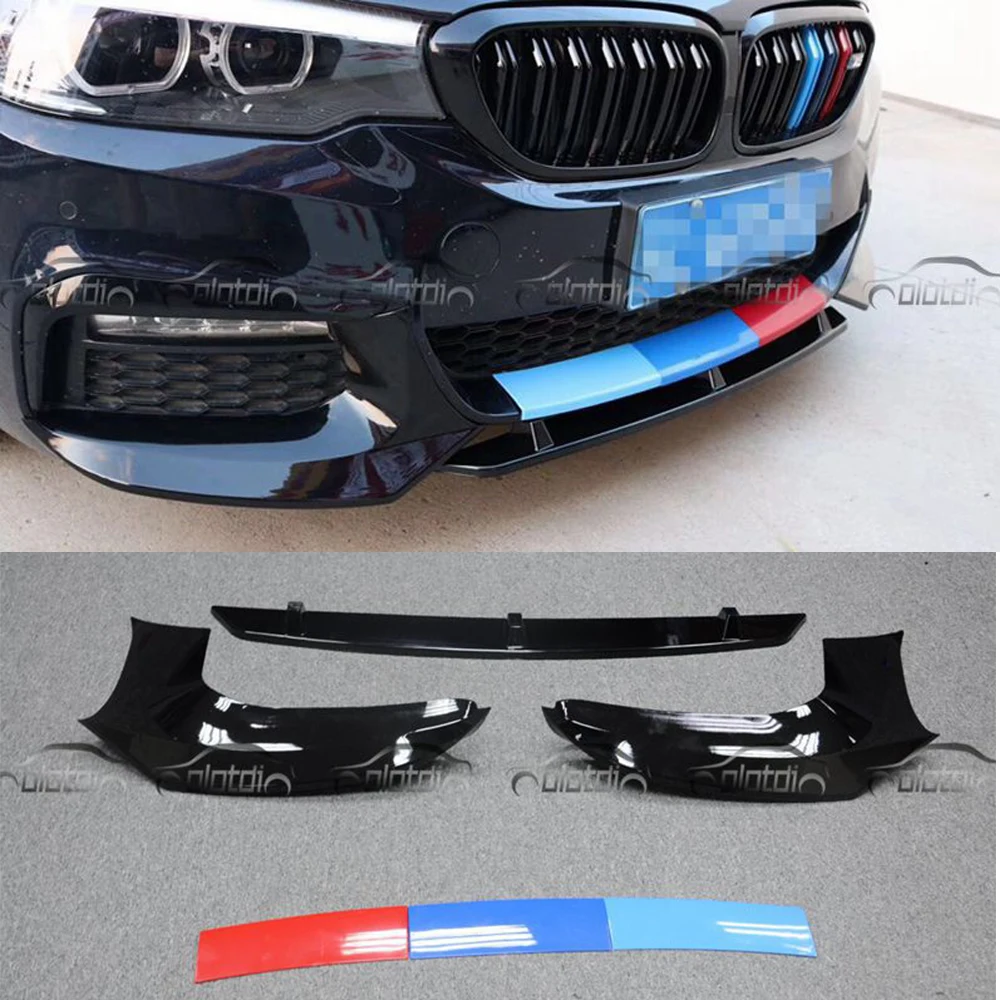 Автомобильный Стайлинг M5 черный + M color ABS Передние части губ бампер сплиттер для BMW
