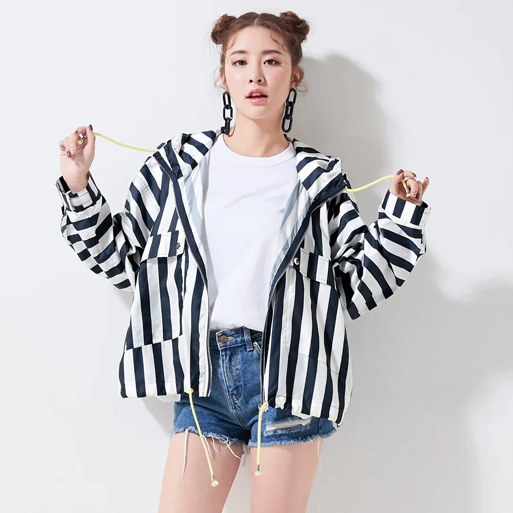 Fashion Office Lady Full Sleeve Trench Coat for Women British Bat Sleeved Long European Windbreakers Striped Fall Overcoat | Женская