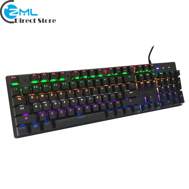 JK300 USB Проводная игровая клавиатура Механическая синяя ось RGB подсветка