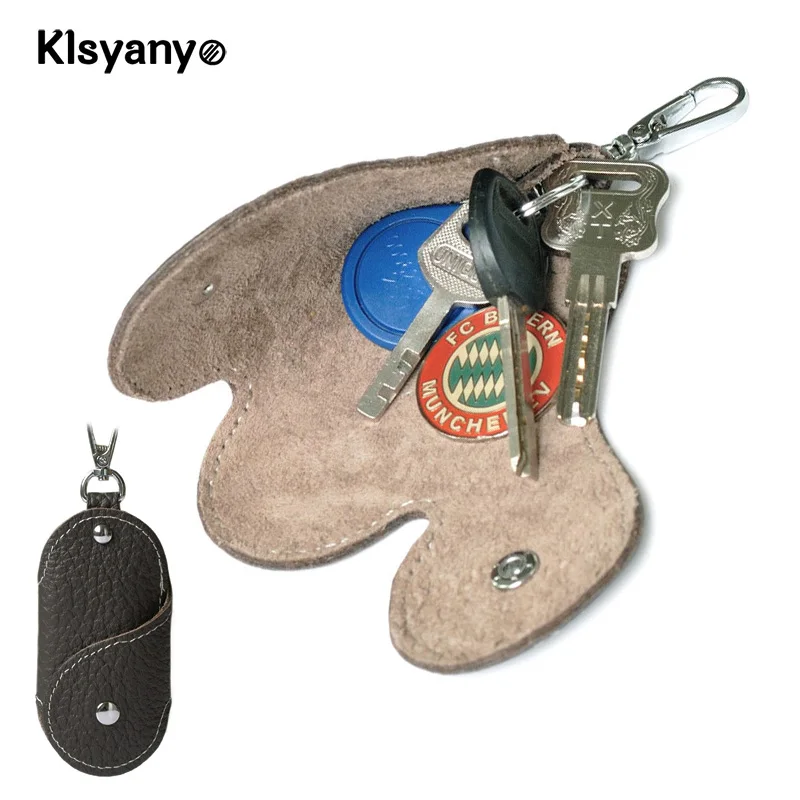 Мини кошелек для ключей из натуральной коровьей кожи автомобильный держатель - Фото №1